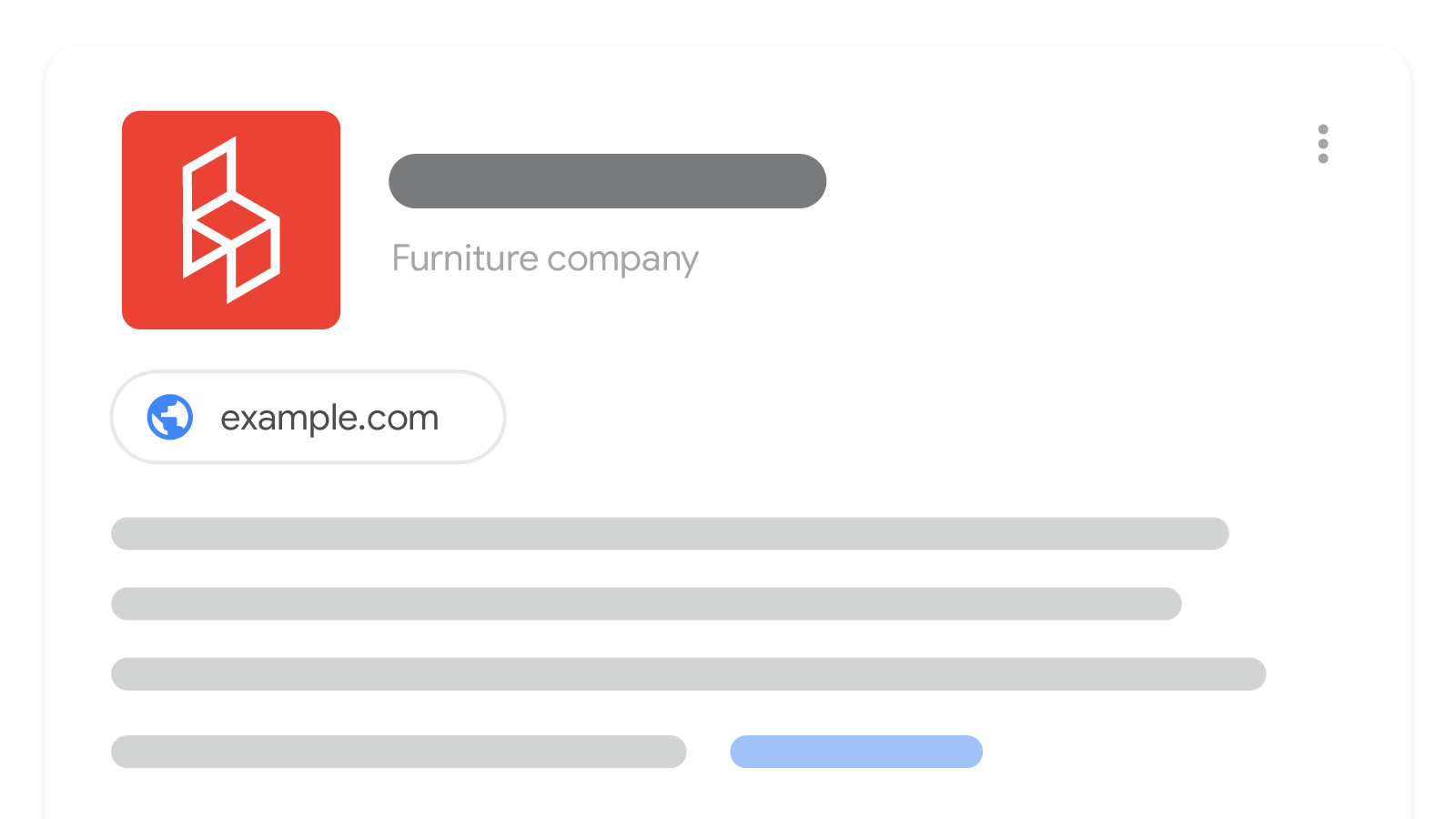 Google Search Central组织结构化数据文档中的虚构家具公司知识面板示意图